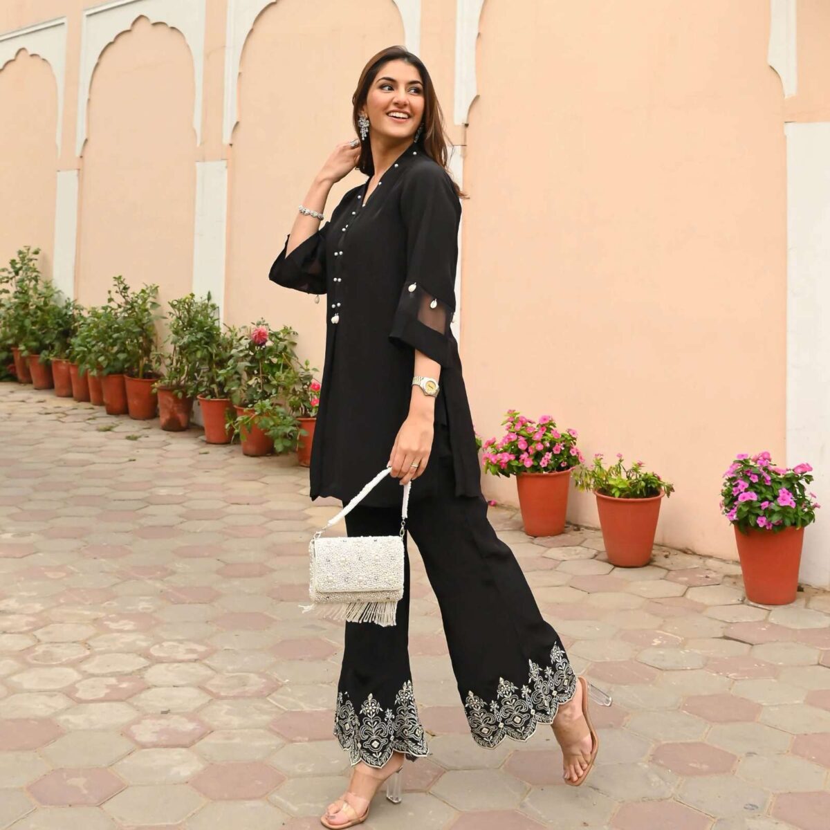 Flower Power ? Embroidered & Printed Cotton Dress for Women (L) - Image 5